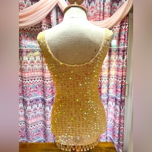 Vintage 1960s Crochet w/ Sequins long top. Size small